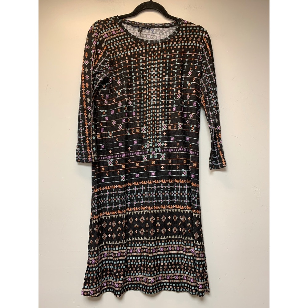 BCBGMAXAZRIA Shift Dress Womens Medium Black Multi‎ Excellent Geometric Tribal